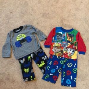 Two pairs of fleece pajamas size 18 months